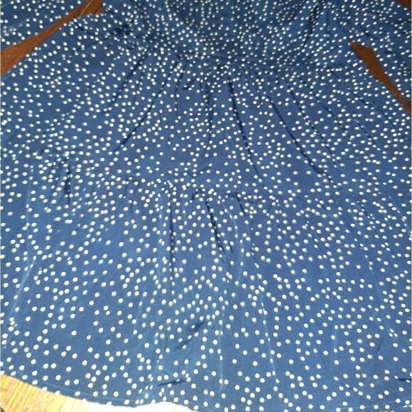 New Medium Navy Blue White Polka Dot 3/4 Sleeve Tunic Loose Fitting Mini… - Picture 3 of 4
